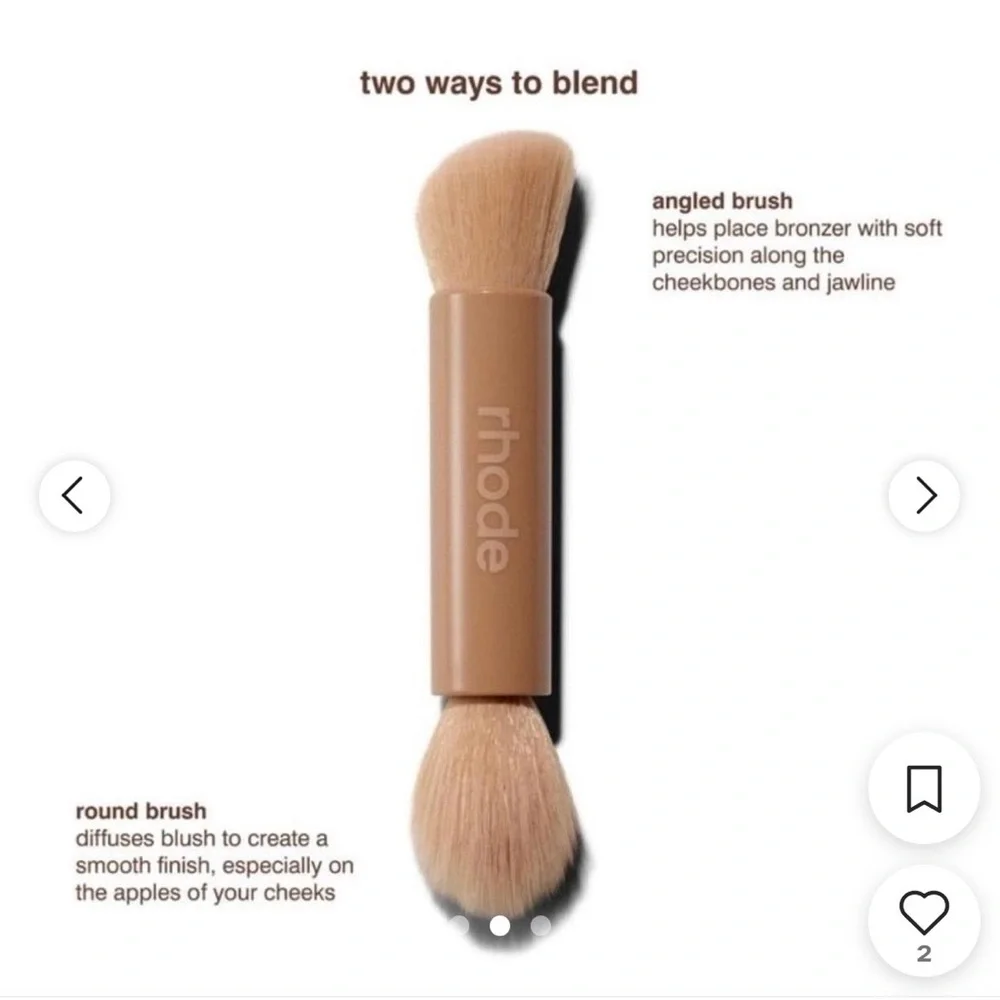 RHODE Dual-Ended Blending Brush in Beige/Tan one brush NWT